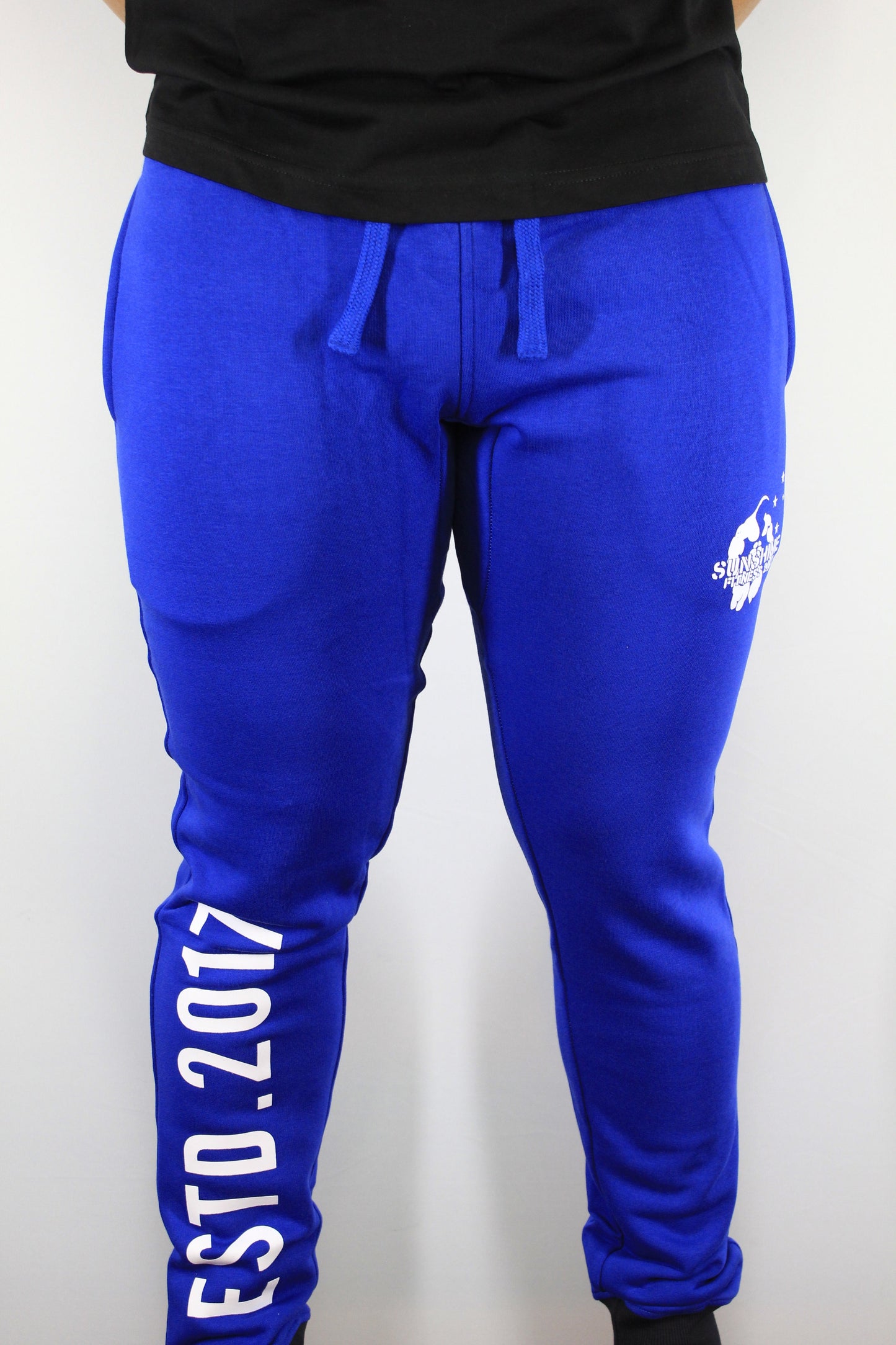 Terry men's slim track pant with EST 2017 print (Thin fabric)