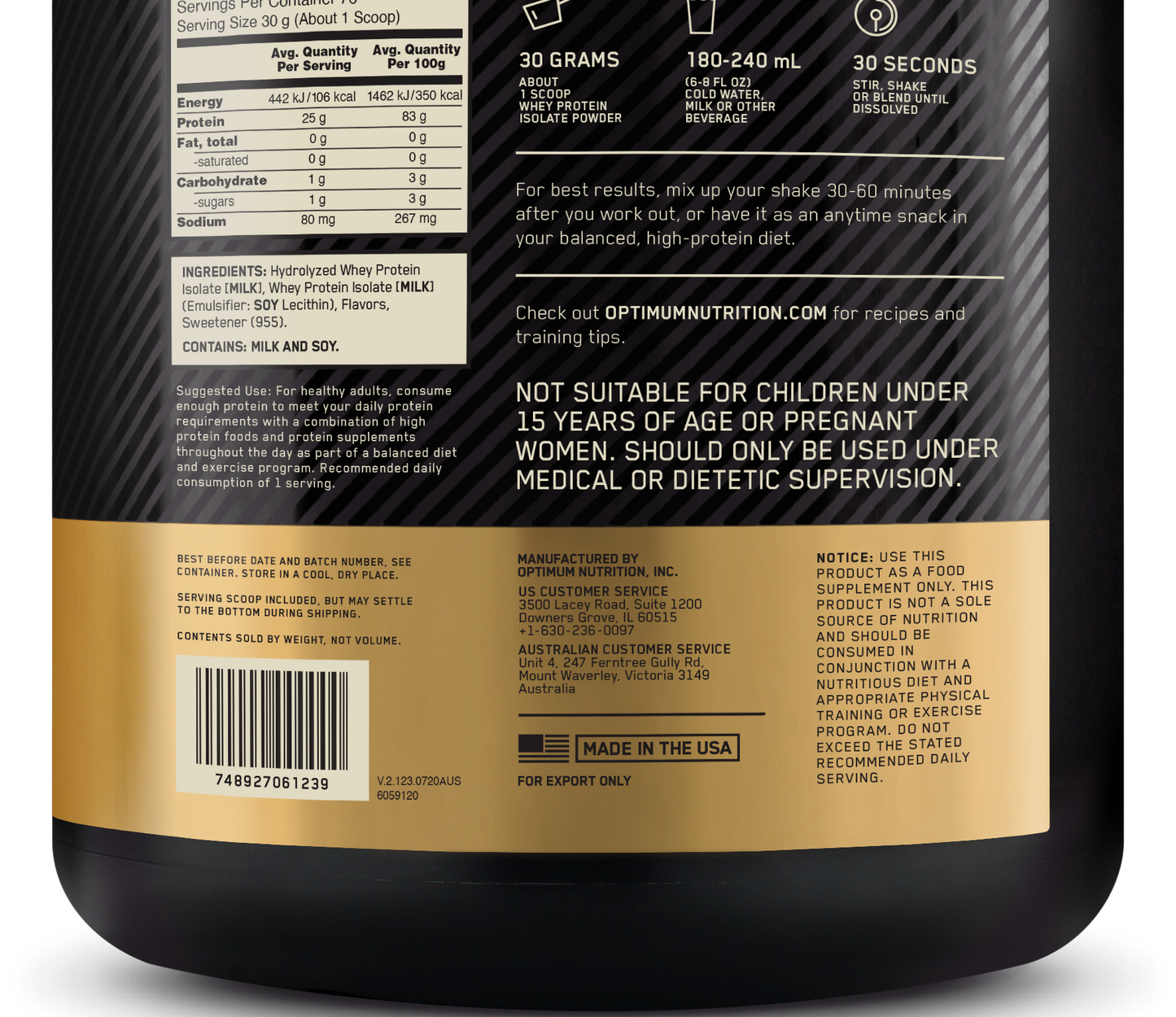 On gold standard Isolate 1.32kg