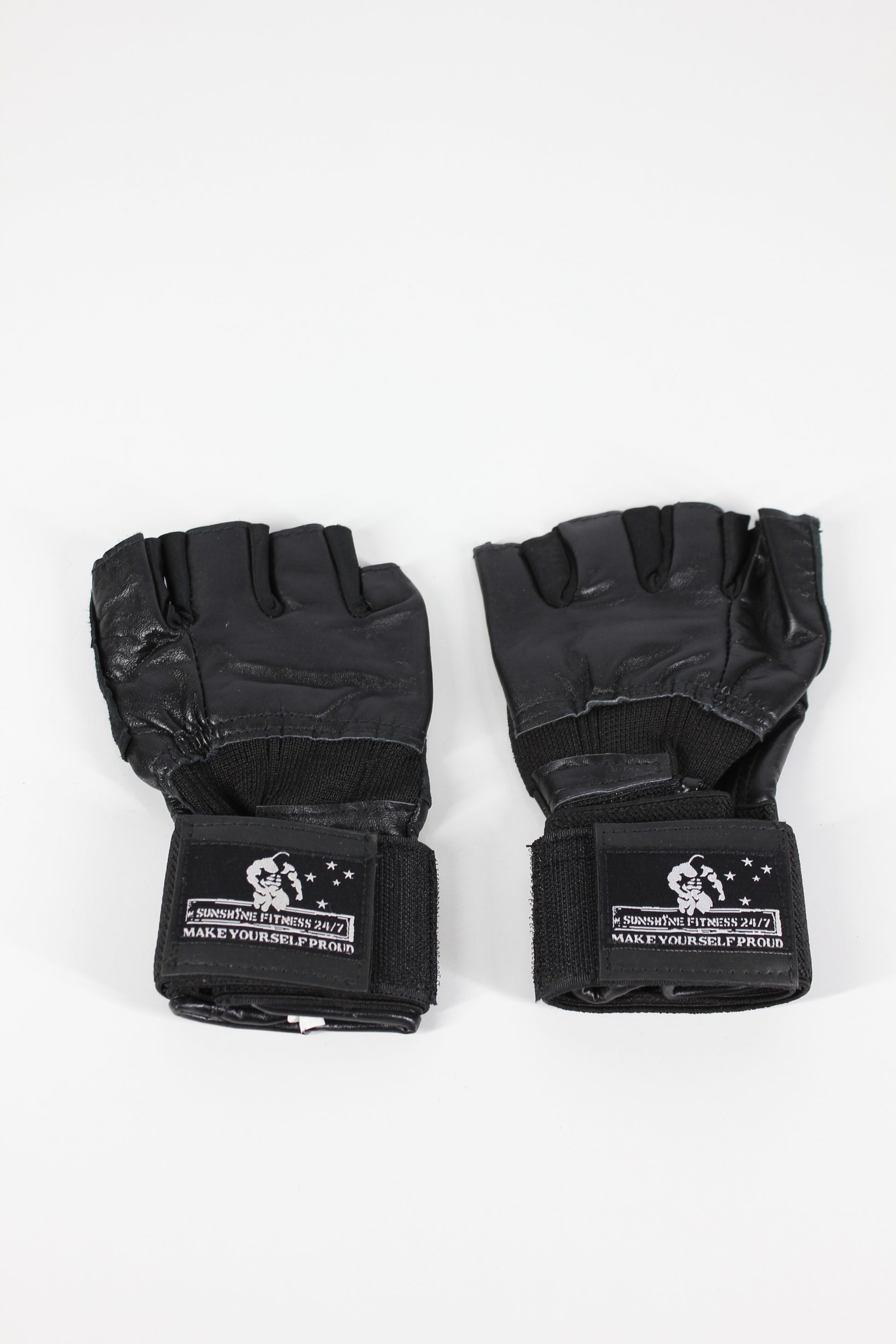 Pure leather gloves with straps